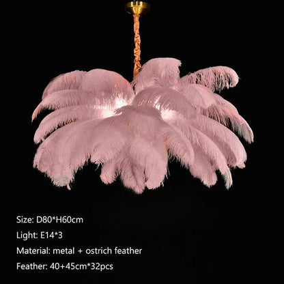 Soft Power — Nordic Ostrich Feather Chandelier for Bedroom & Living Room