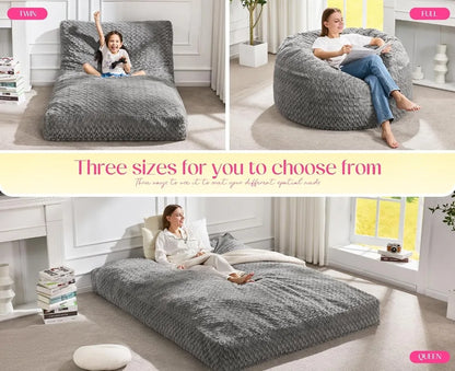 Sit, Lounge, Sleep — 3-in-1 Memory Foam Bean Bag Chair &amp; Bed