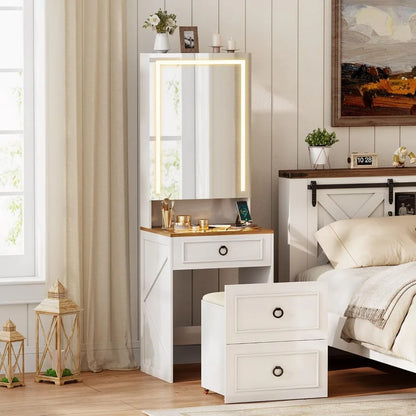 Your Ritual Deserves Better Light — Illuminated Makeup Vanity Desk with Glass Surface & Charging Port
