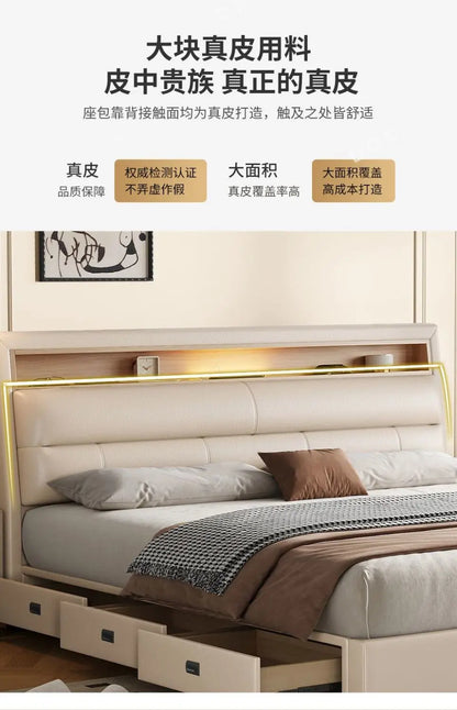 Luxury Multifunctional Bed Frame with Storage Headboard