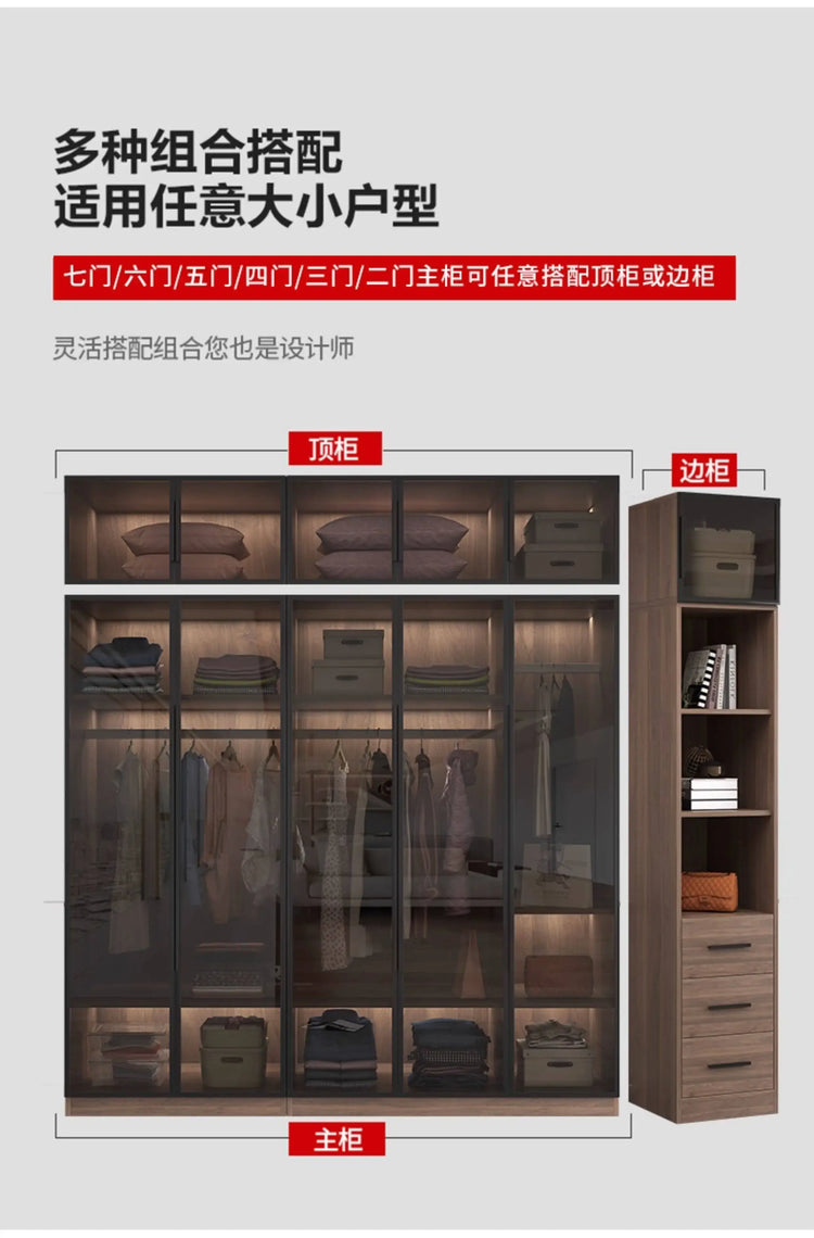 Glass light luxury corner cloakroom wardrobe Double clothes closet cabinets and wardrobes Cabinet dressing clothe home furniture Jonine&