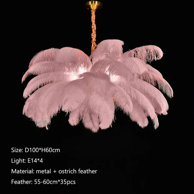 Soft Power — Nordic Ostrich Feather Chandelier for Bedroom & Living Room