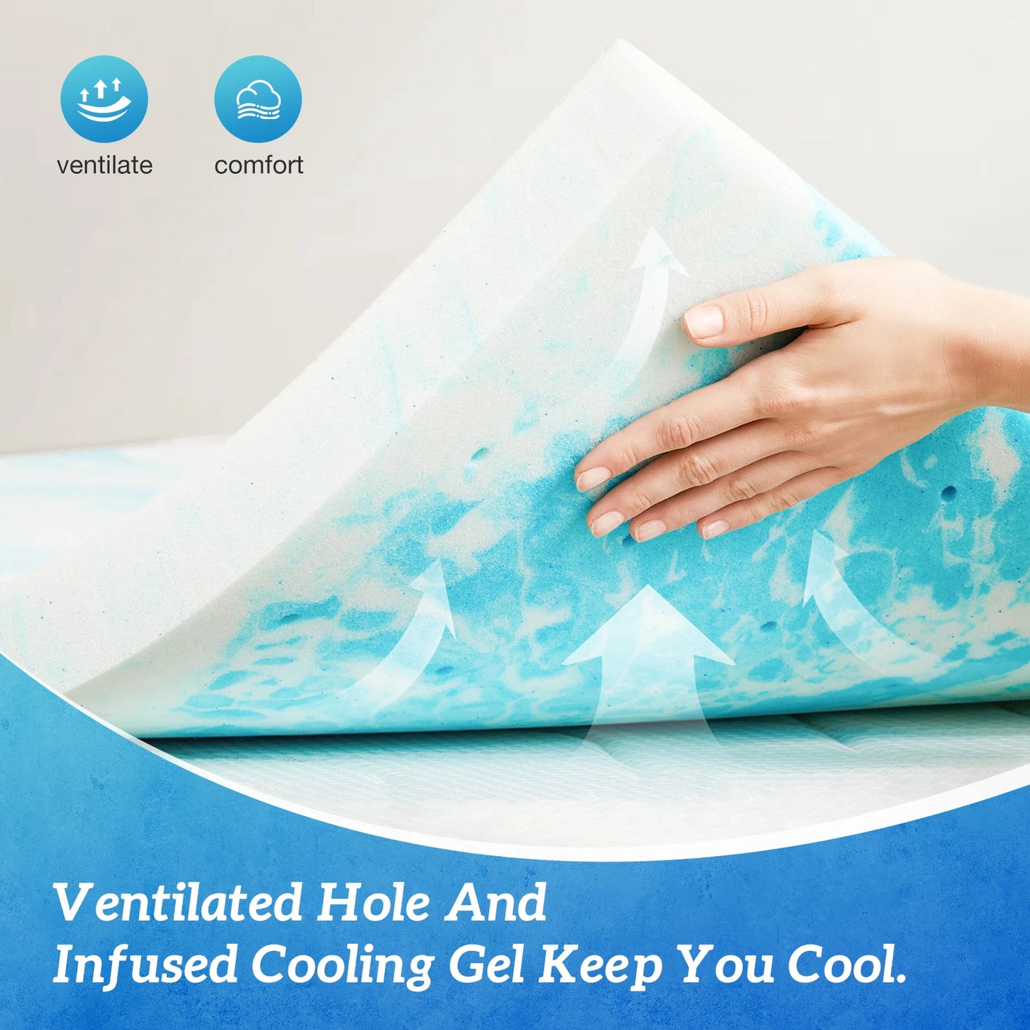 MCQ 2-Inch Memory Foam Gel Mattress Topper