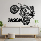 Custom Name Motocross Dirt Bike Wall Sticker Decal Extreme Sport Motorcycle Sport Boy Kids Room Playroom Home Decor