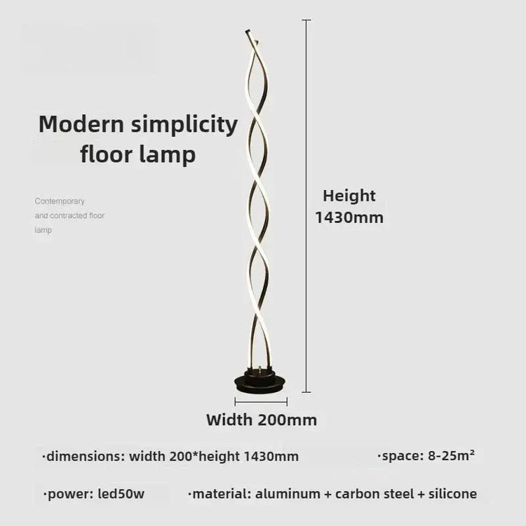 Spiral LED Floor Lamp Nordic Modern Minimalist Bedside Bedroom Living Room Sofa Side Warm Creative Personalized Atmosphere Light Jonine’s Corner