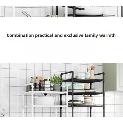 Kitchen storage cart for shelves - multi-level floor-standing household storage unit - bathroom shelf - microwave oven shelf