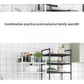 Kitchen storage cart for shelves - multi-level floor-standing household storage unit - bathroom shelf - microwave oven shelf