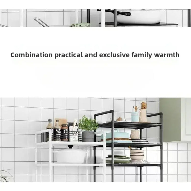 Kitchen storage cart for shelves - multi-level floor-standing household storage unit - bathroom shelf - microwave oven shelf