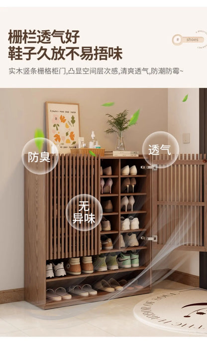 Vintage Luxury Wood Shoe Rack — Space-Saving Entryway Storage
