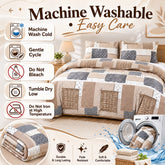 Boho Patchwork Duvet Cover Set, Beige Grey Geometric Bedding Set, Farmhouse Soft Bed Cover with Pillowcases, Twin Full Queen King Breathable and Ultra-Soft, Suitable for All Seasons, Includes 1 Duvet Cover and 1-2 Pillowcases Jonine&