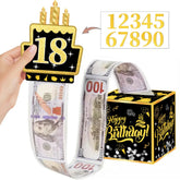 Birthday Money Gift Box with DIY Stickers for Any Age, Surprise Money Boxes for Cash Gift with Pull Out Happy Birthday Day Card Jonine’s Corner