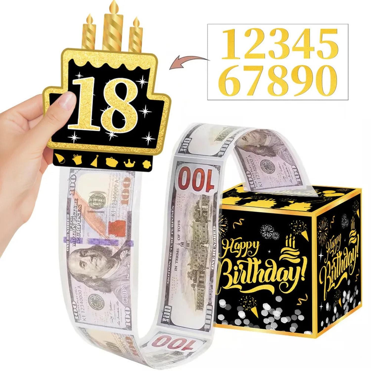 Surprise Money Pull Gift Box with Birthday Card &amp; DIY Stickers