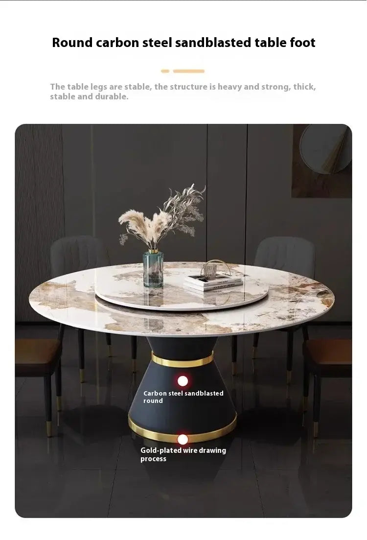 Round Sliding Table Luxury Table Stainless Steel Kitchen Islands Transparent Mesa Comedor Garden Furniture Sliding Dining Wash Jonine&