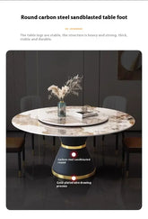 Round Sliding Table Luxury Table Stainless Steel Kitchen Islands Transparent Mesa Comedor Garden Furniture Sliding Dining Wash Jonine&