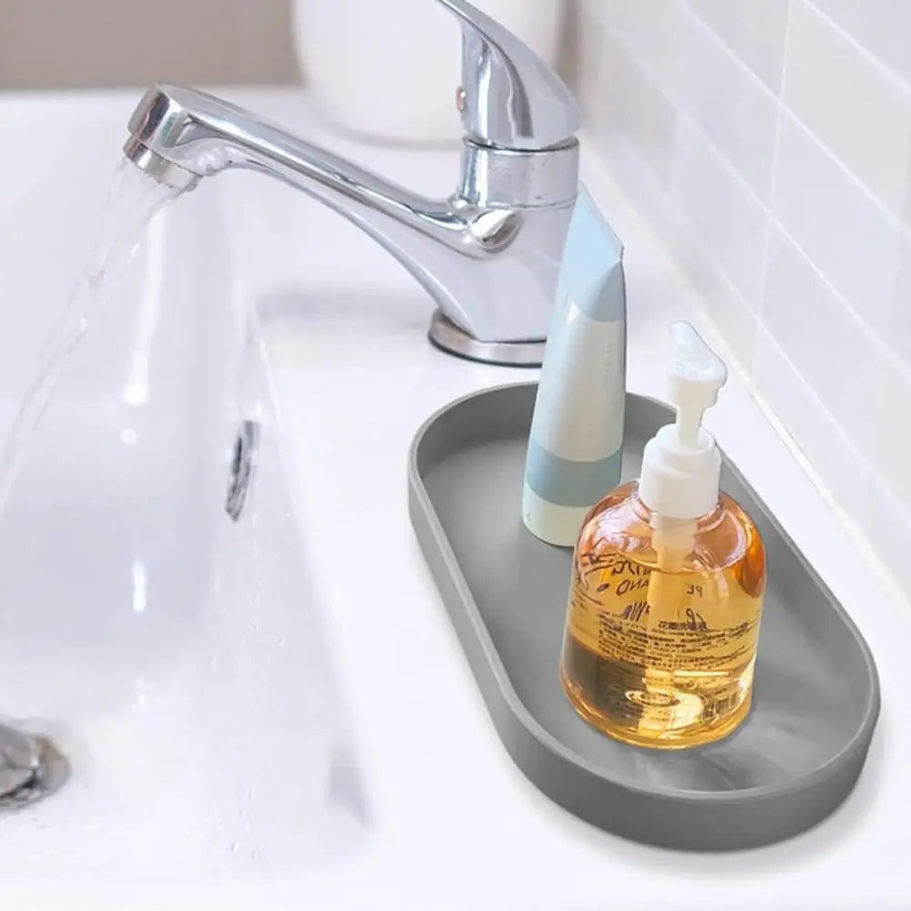 The Marble Tray — Oval Silicone Vanity &amp; Countertop Organizer Tray