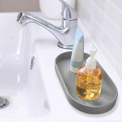 The Marble Tray — Oval Silicone Vanity &amp; Countertop Organizer Tray