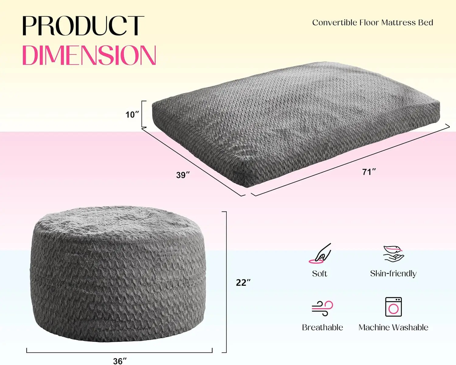 Sit, Lounge, Sleep — 3-in-1 Memory Foam Bean Bag Chair &amp; Bed