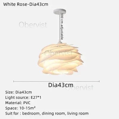 White Rose Petal Pendant Light — Nordic Sculptural Chandelier Jonine&