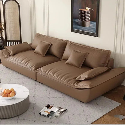 Luxury Genuine Leather Sofa — Designer Modular Living Room Seating