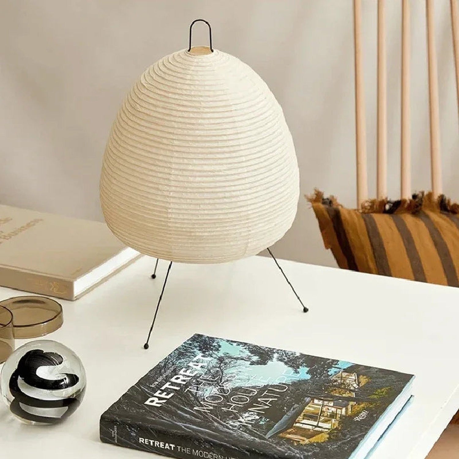Wabi-Sabi Rice Paper Floor Lamp – Noguchi Style