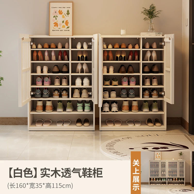 Vintage Luxury Wood Shoe Rack — Space-Saving Entryway Storage