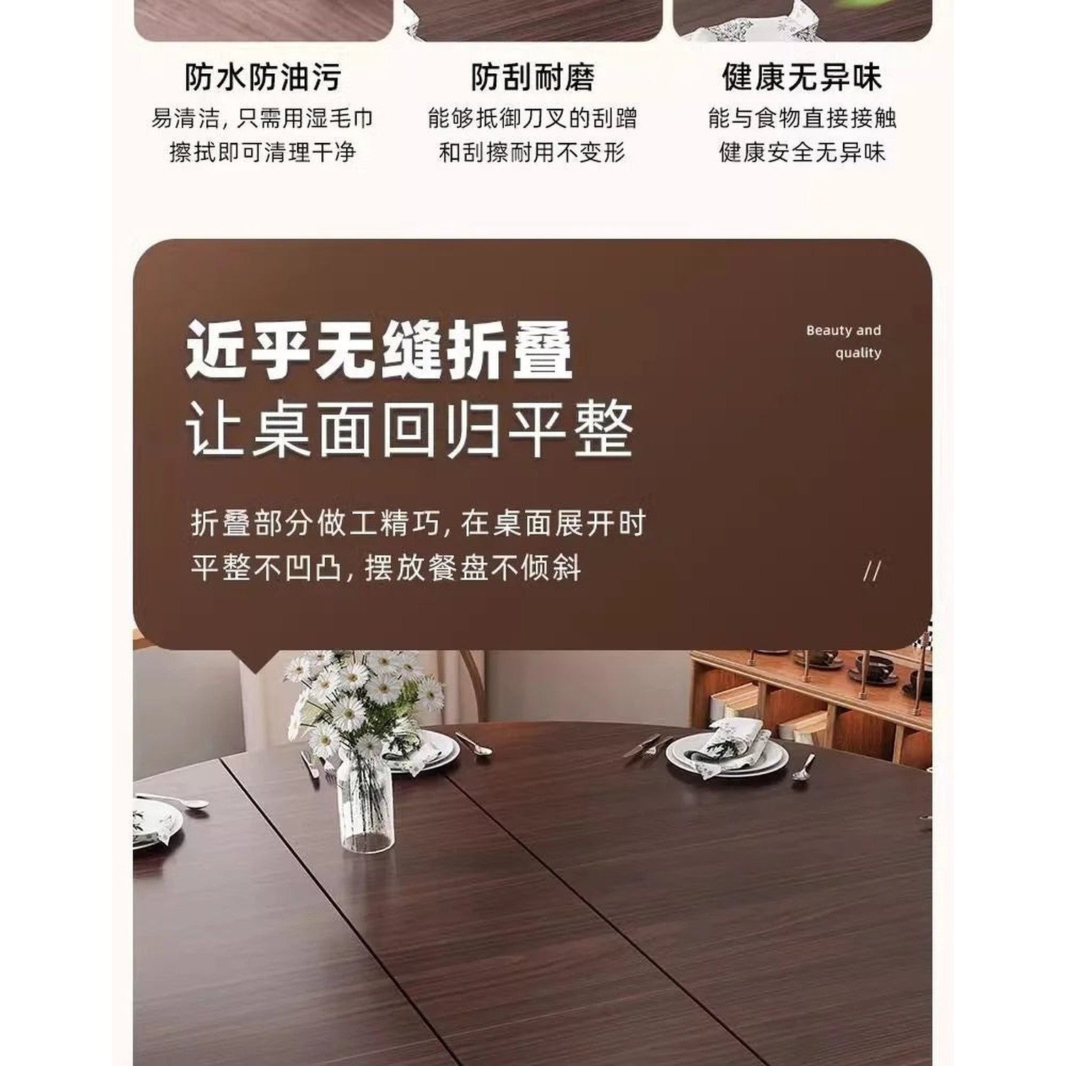Round Foldable Dining Table — 100 &amp; 120cm