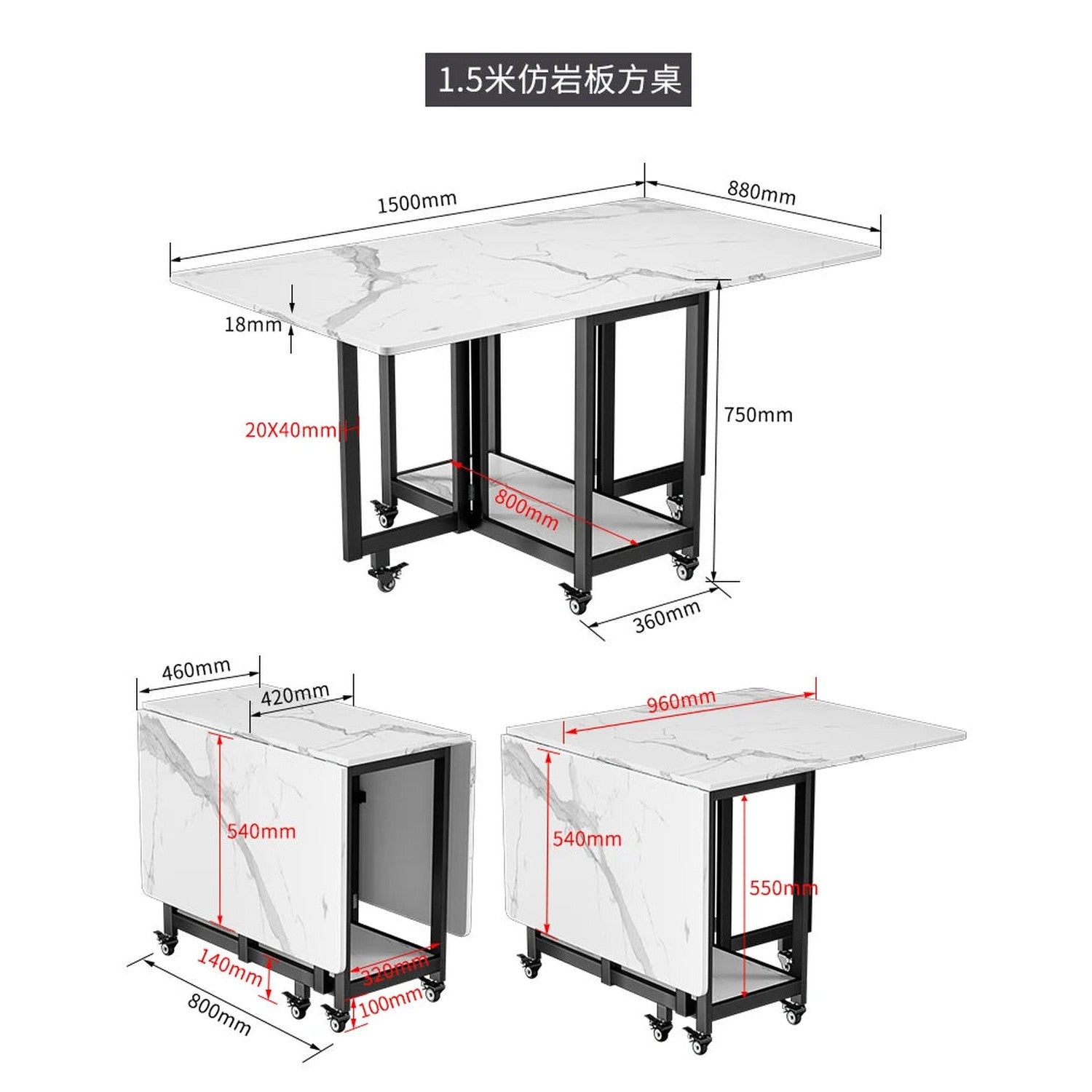 Italian Luxury Foldable Dining Table
