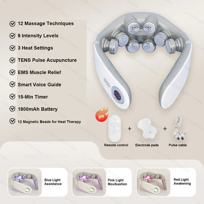 The Tension Release — 8D Electric Pulse Neck &amp; Shoulder Massager with Heat