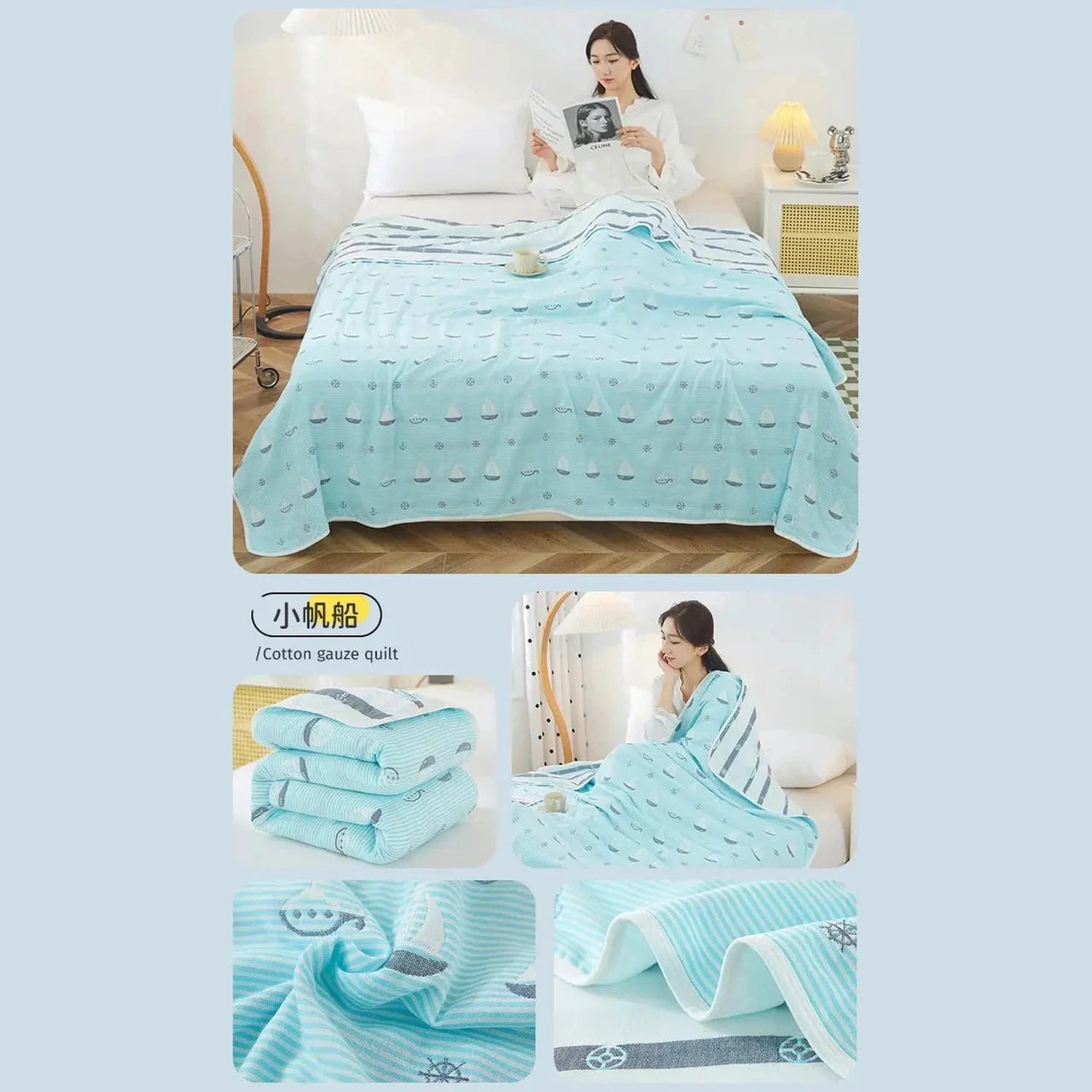 Cool Breathability Summer Quilt Multi-functional Cotton Gauze Fabric Towel Blanket Thin Breathable Duvet Skin-friendly Comforter Jonine’s Corner