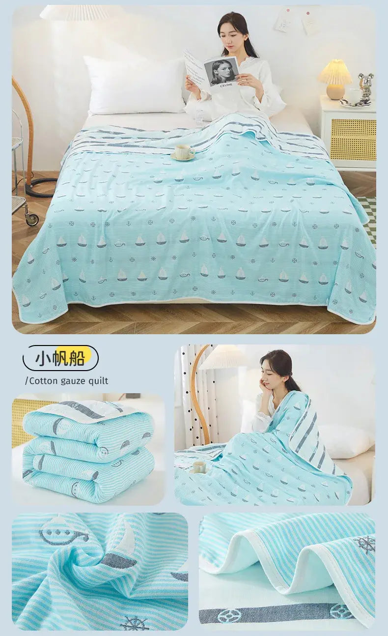 Cool Breathability Summer Quilt Multi-functional Cotton Gauze Fabric Towel Blanket Thin Breathable Duvet Skin-friendly Comforter