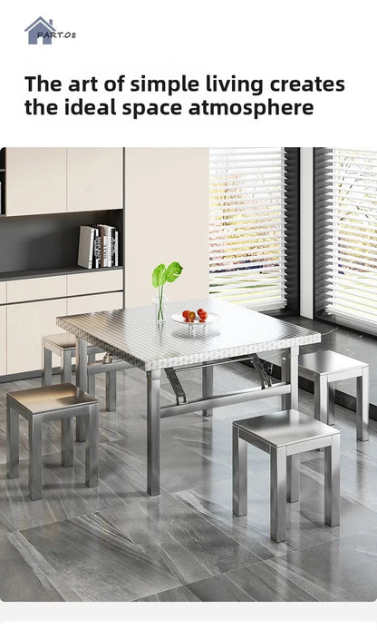 Buffet Serving Counter Home Dining TableStainless Steel Multifunctional Foldable Table Portable Outdoor Camping Desk Commercial Jonine’s Corner