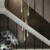 Modern Branch Shaped Gold Bar Staircase Long Chandelier For Duplex Living Room Dining Room Restaurant Home Decor Lustre Fixtures