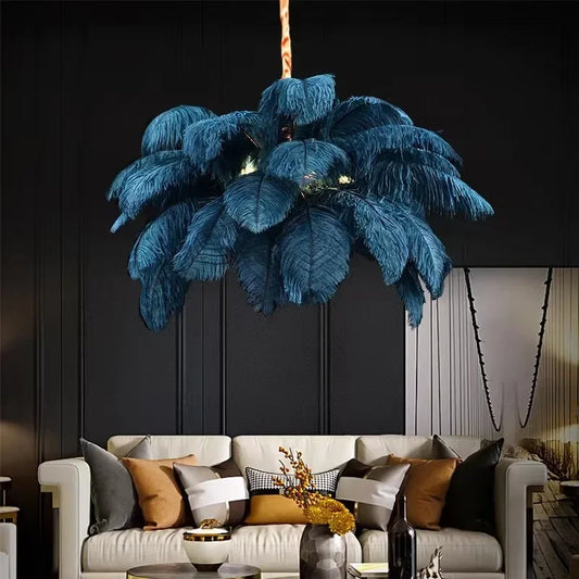 Soft Power — Nordic Ostrich Feather Chandelier for Bedroom & Living Room