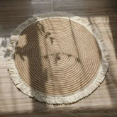 The Grounding Layer — Handwoven Natural Jute Round Rug with Tassels Jonine’s Corner