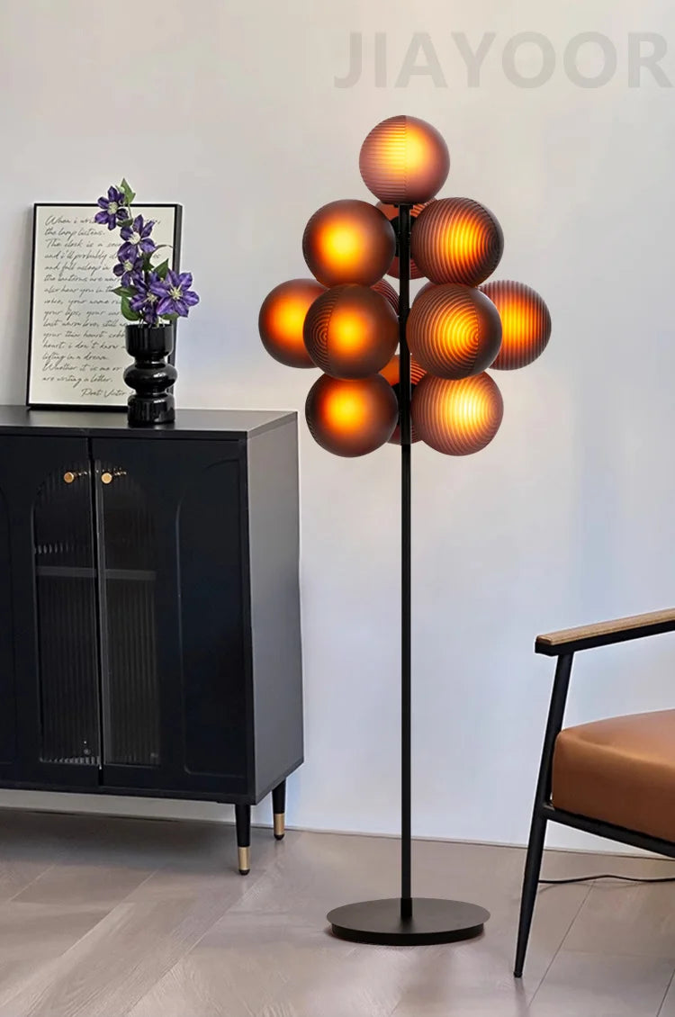 The Grape Cluster — Sculptural Glass Floor Lamp with Warm LED Glow
