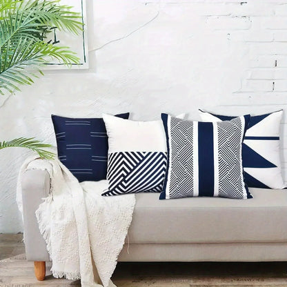 Geometric Pattern Throw Pillow Cover — Printed Cushion Cover for Sofa & Bedroom