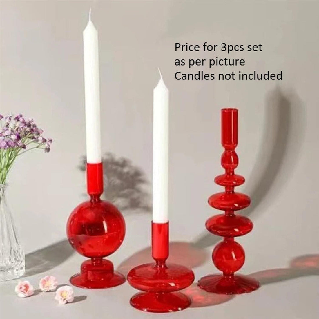 Colored Glass Candle Holder Set of 3 — Romantic Modern Home Décor