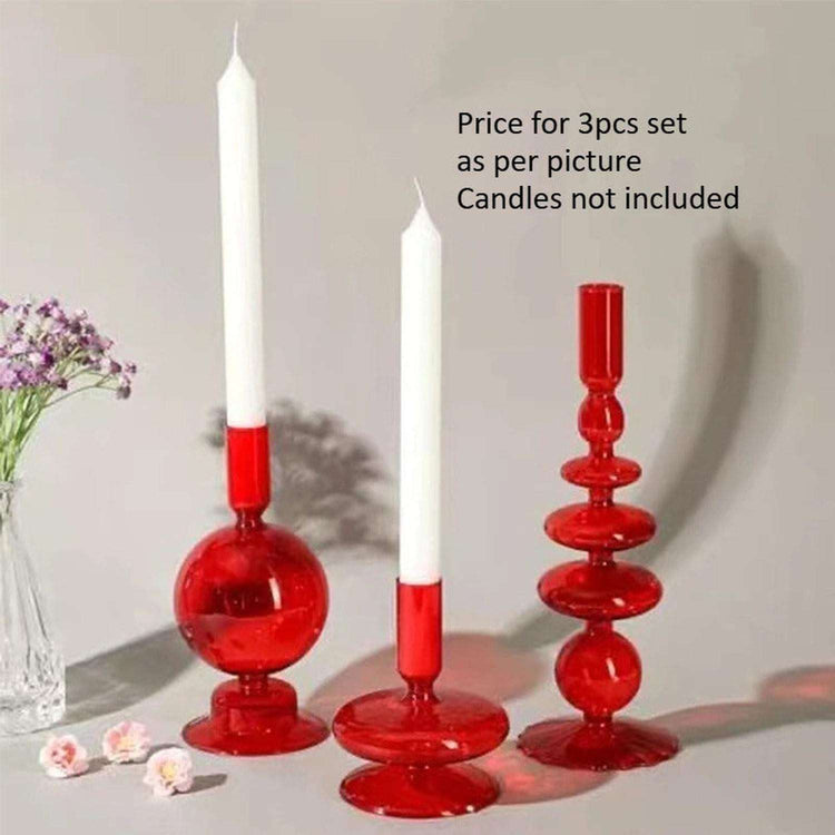 Colored Glass Candle Holder Set of 3 — Romantic Modern Home Décor