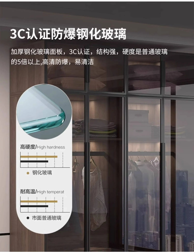 Glass light luxury corner cloakroom wardrobe Double clothes closet cabinets and wardrobes Cabinet dressing clothe home furniture Jonine&