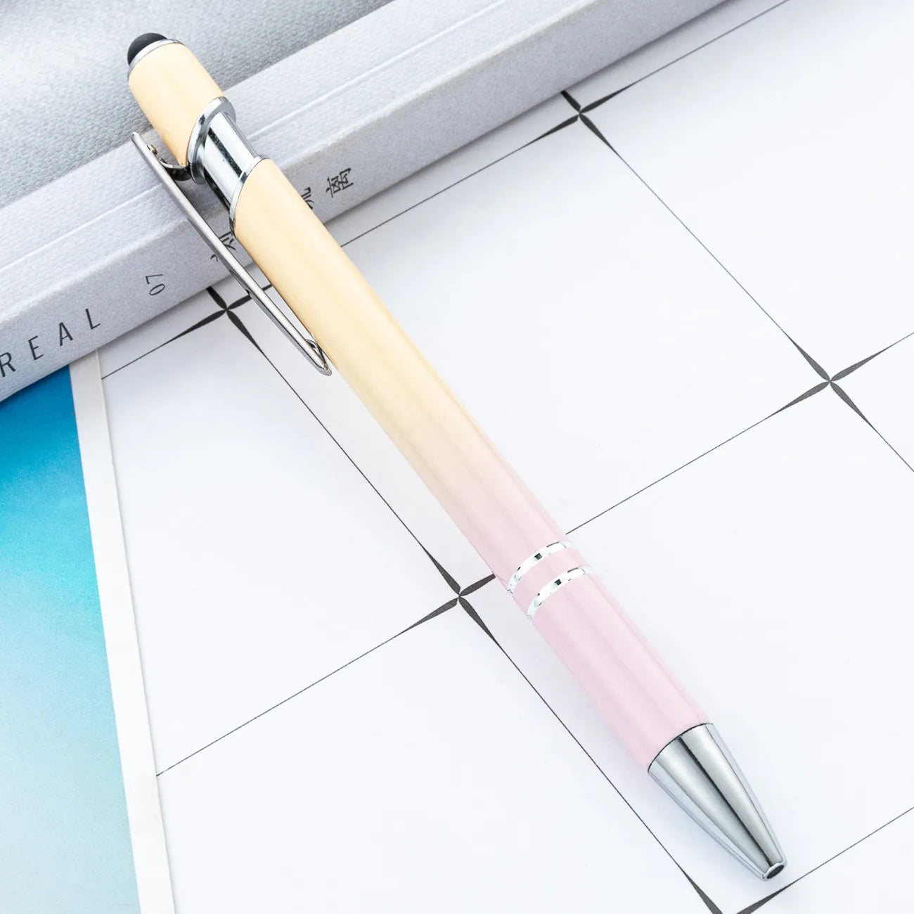 20-200Pcs Gradient Metal Ballpoint Pens with Stylus Tip Free Custom Logo Ballpens for Corporate Gifts & Wedding Favors