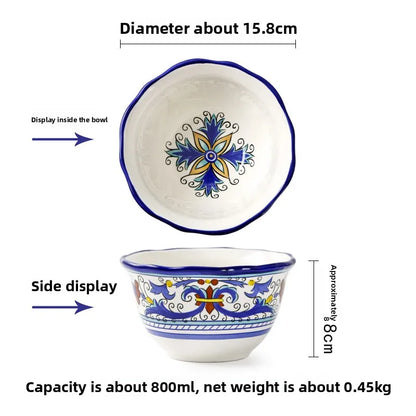 Hand-Painted Ceramic Steak Plate — Irregular Western Dinnerware