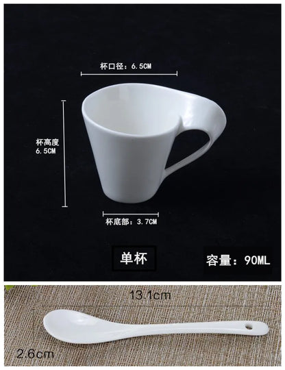 Wavy Ceramic Coffee & Espresso Cup — Modern Mug & Couple Gift