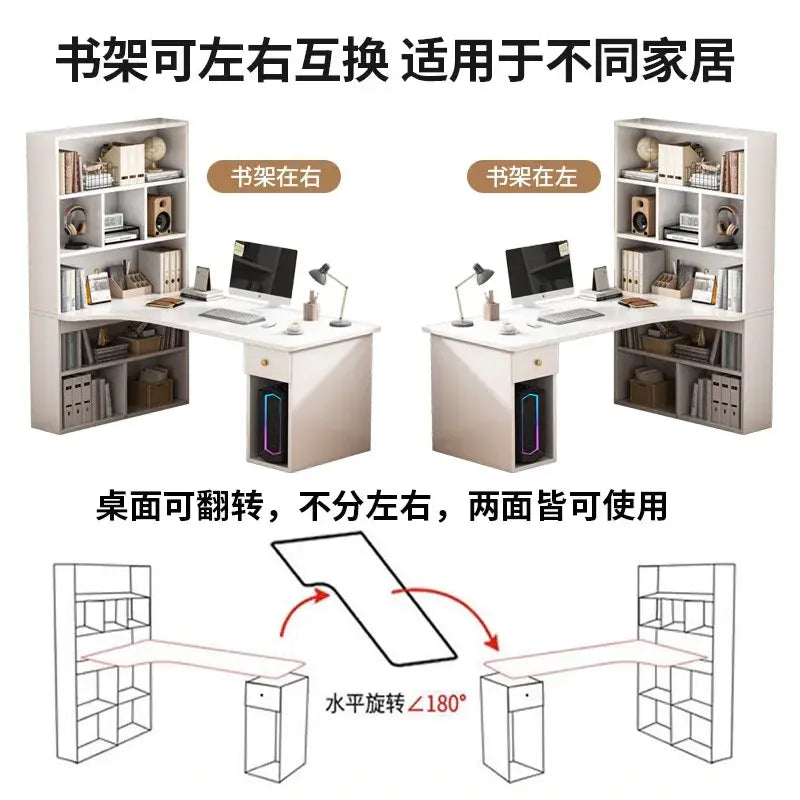 L-Shaped Corner Desk with Bookshelf — Jonine&
