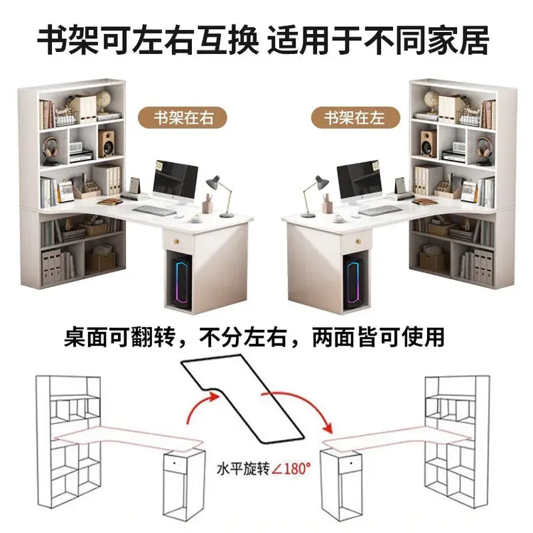 L-Shaped Corner Desk with Bookshelf — Jonine&