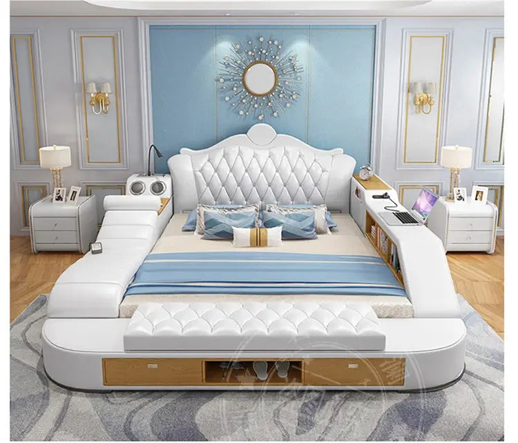 Headboard Storage Double Bed Queen Drawers King Size Smart Bed Luxury Princess Modern Letto Matrimoniale Bedroom Furniture Jonine&