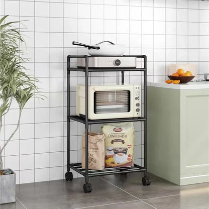 Kitchen storage cart for shelves - multi-level floor-standing household storage unit - bathroom shelf - microwave oven shelf