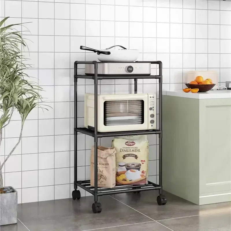 Kitchen storage cart for shelves - multi-level floor-standing household storage unit - bathroom shelf - microwave oven shelf