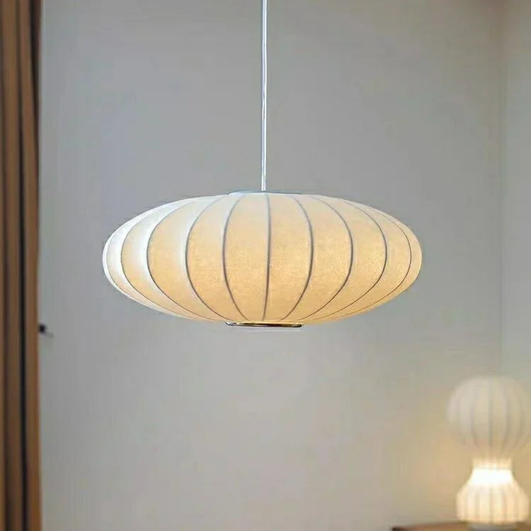 Light Like a Whisper — Wabi-Sabi Handmade Silk Pendant Lamp for Living Room & Dining