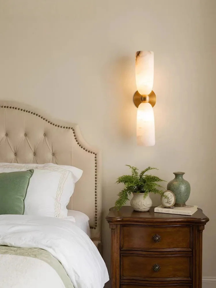 Alabaster Long Wall Sconce — Luxury Marble Wall Lamp for Bedroom & Living Room