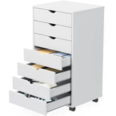 JHK 7 Drawer Chest Dressers Nightstand Storage Cabinet Wooden File Office Mobile Cabinet Wheels Living Room Organizer Rolling Jonine&